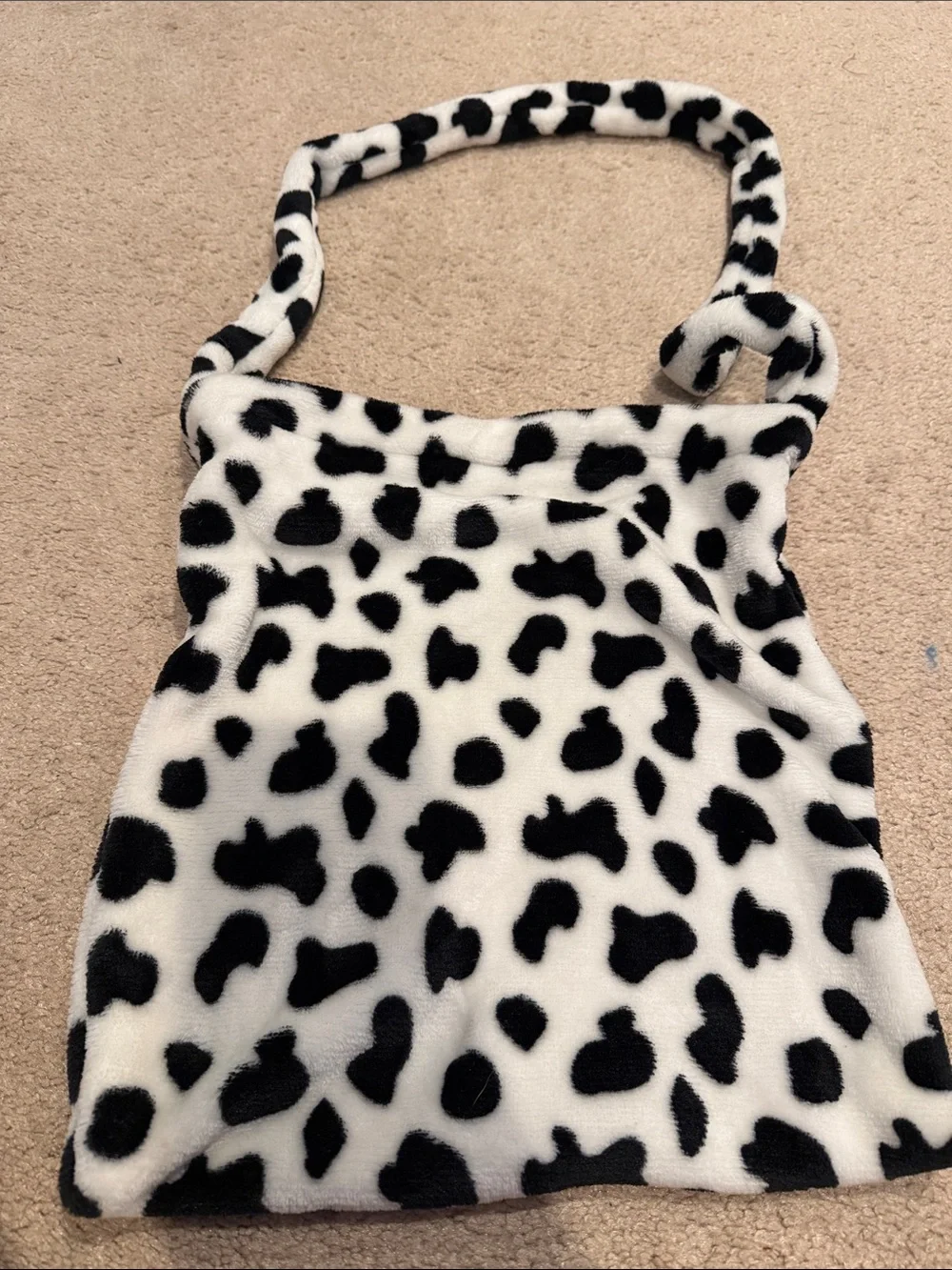 Black and White Faux Fur dalmation Print Shoulder Bag